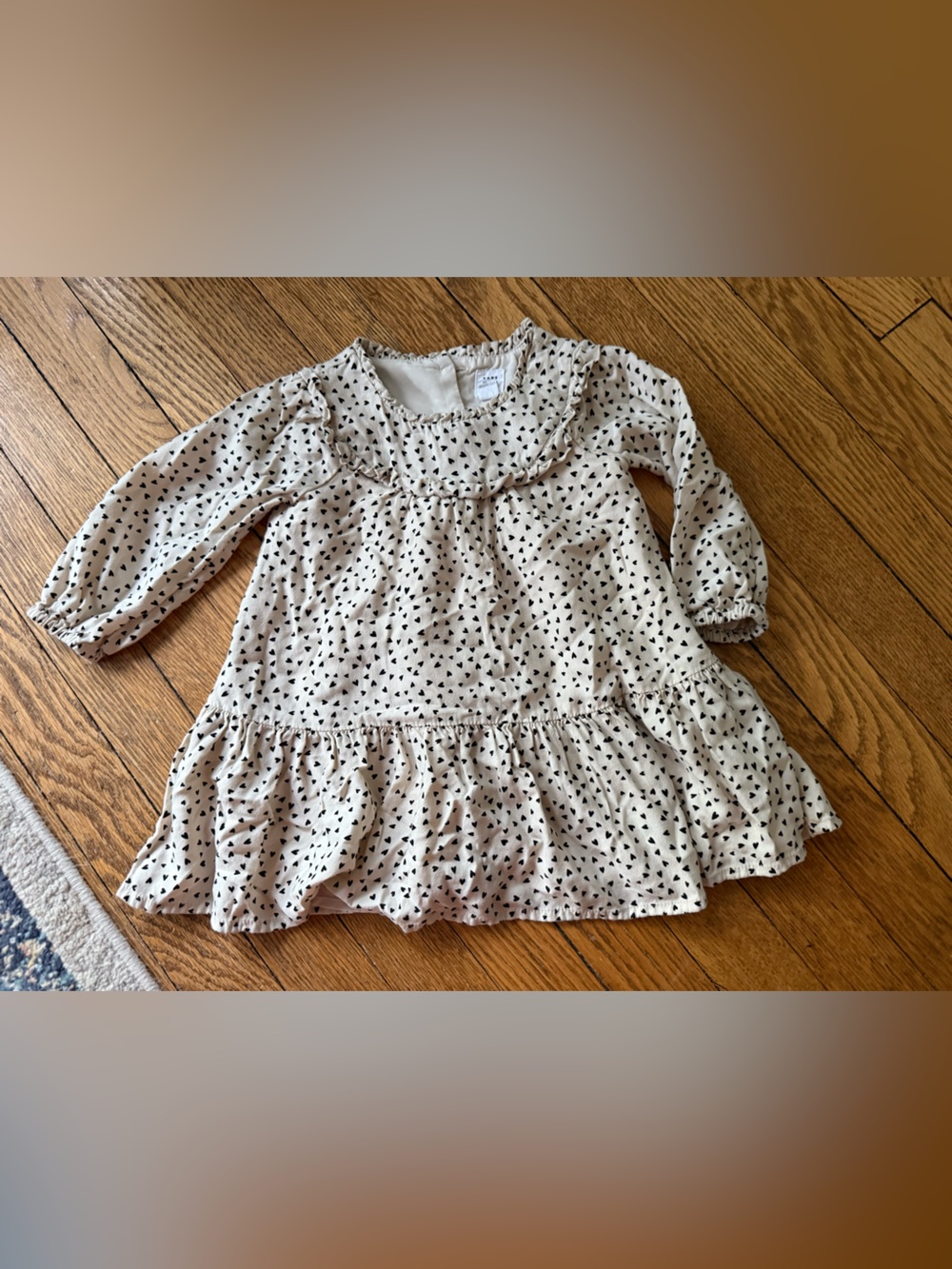 Gap Cream Dress with Black Heart Print - Size 12-18 Months